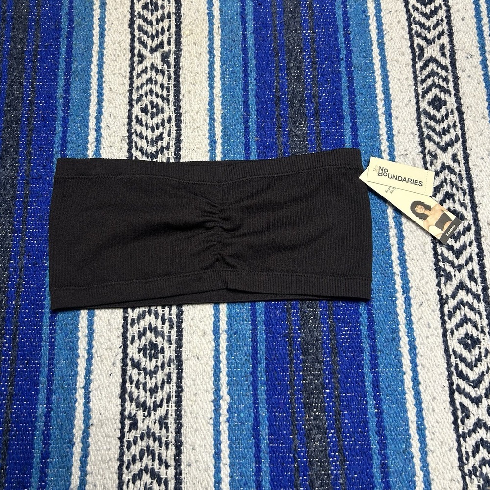 No Boundaries Women's Medium Black Seamless Ribbed Bandeau Tube Top NWT